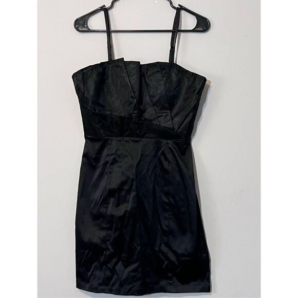 NWOT Love Stitch Women's Satin Mini Dress Black Size Large - Picture 1 of 5